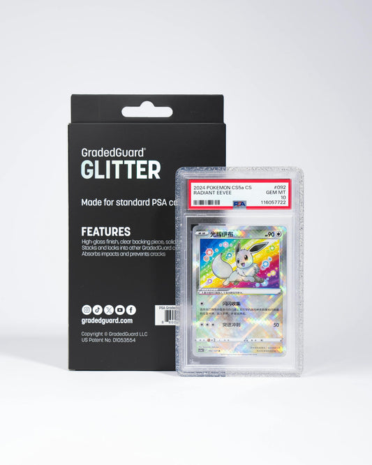 GradedGuard Glitter PSA case with retail packaging