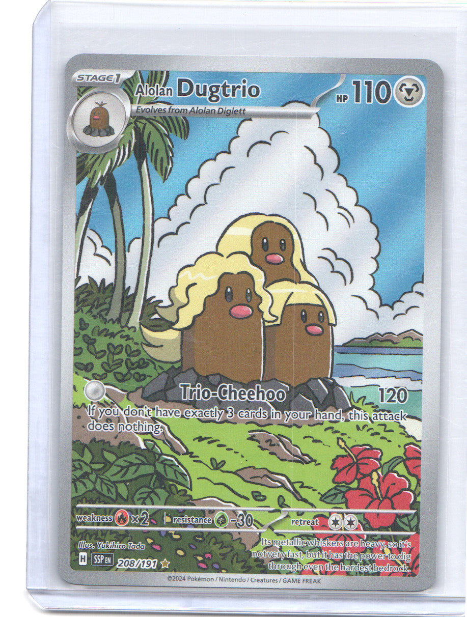 Alolan Dugtrio Illustration Rare SV08: Surging Sparks 208/191 NM