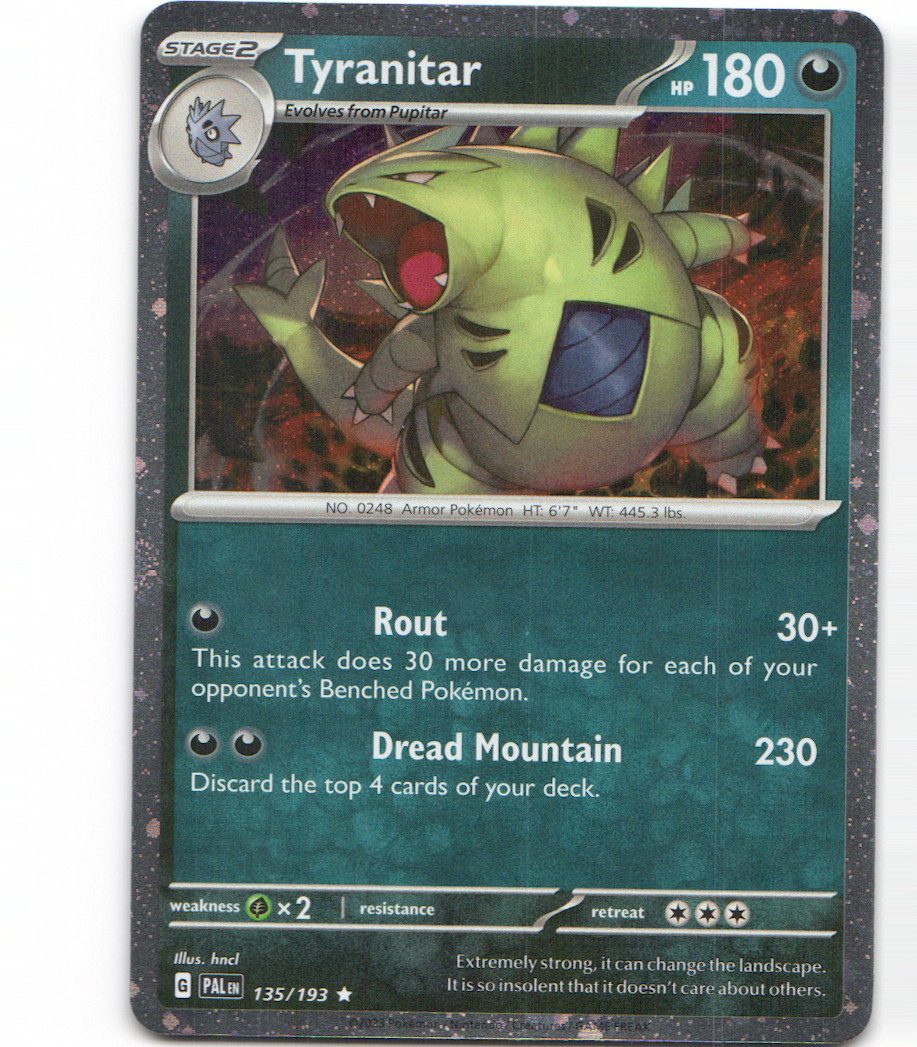 Tyranitar 135 Paldea Evolved Cosmos Holofoil Rare Pokemon NM