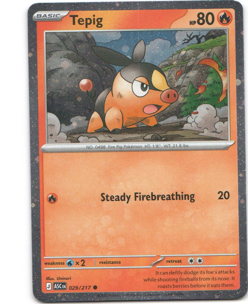 Tepig 29 Ascended Heroes Cosmos Holofoil Common Pokemon NM