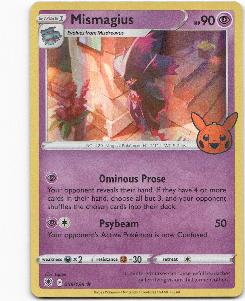 Mismagius 59 Astral Radiance Pumpkin Pikachu Stamp Rare Pokemon NM