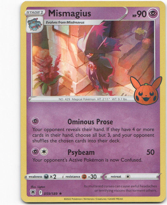 Mismagius 59 Astral Radiance Pumpkin Pikachu Stamp Rare Pokemon NM