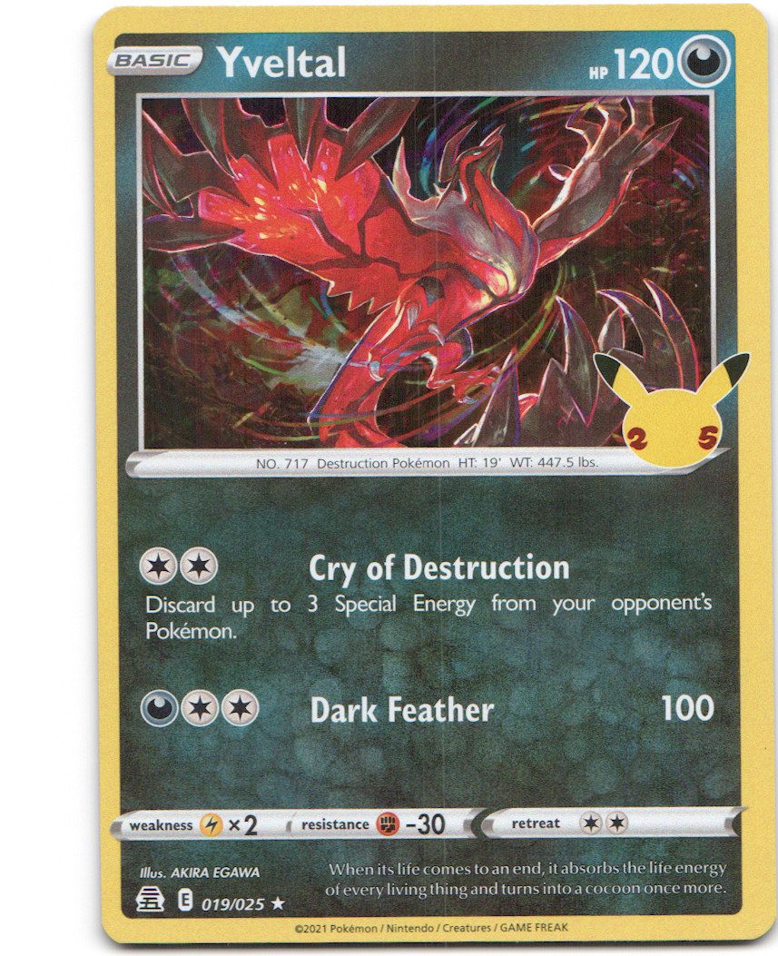 Yveltal 19 Celebrations Holofoil Pokemon NM