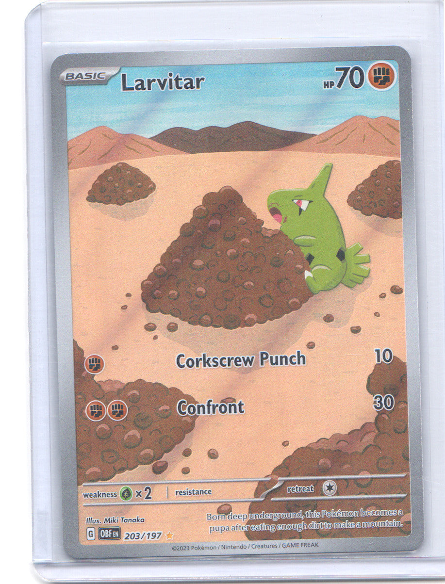 Larvitar Illustration Rare SV03: Obsidian Flames 203/197 NM