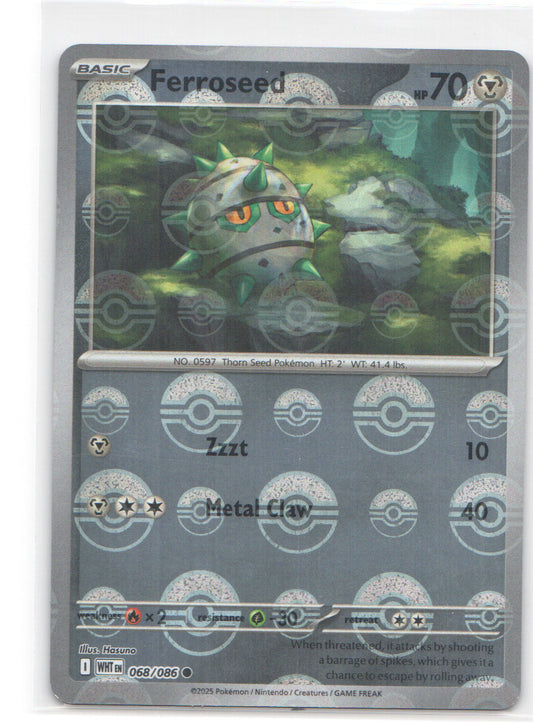 Ferroseed (Master Ball Pattern) Common SV: White Flare 068/086 NM