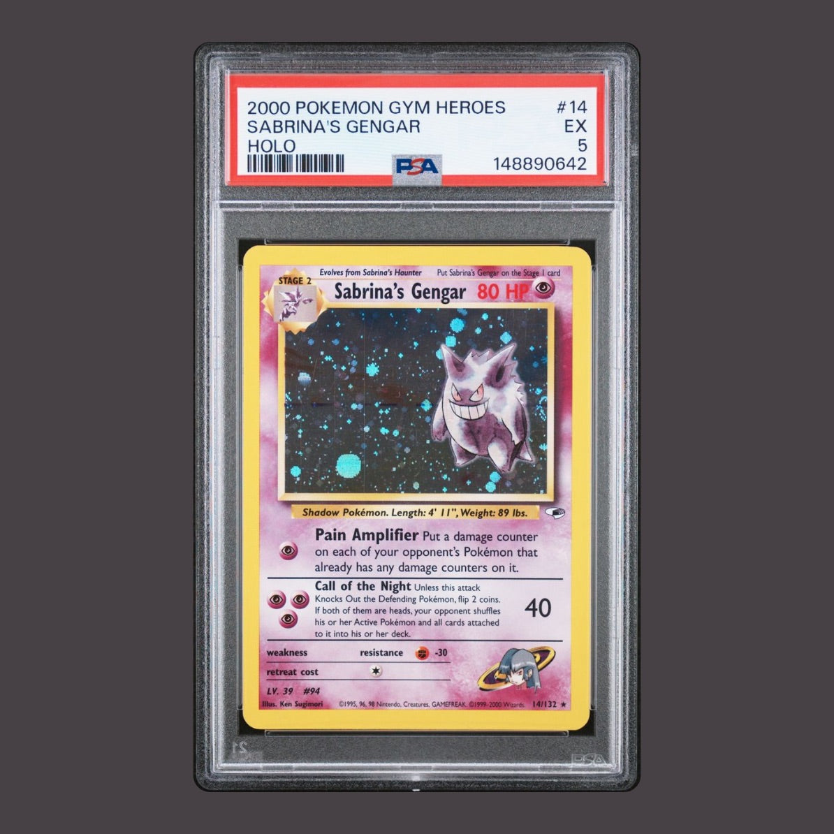 Sabrina's Gengar - 2000 Pokemon Gym Heroes - #14 - PSA 5 EX
