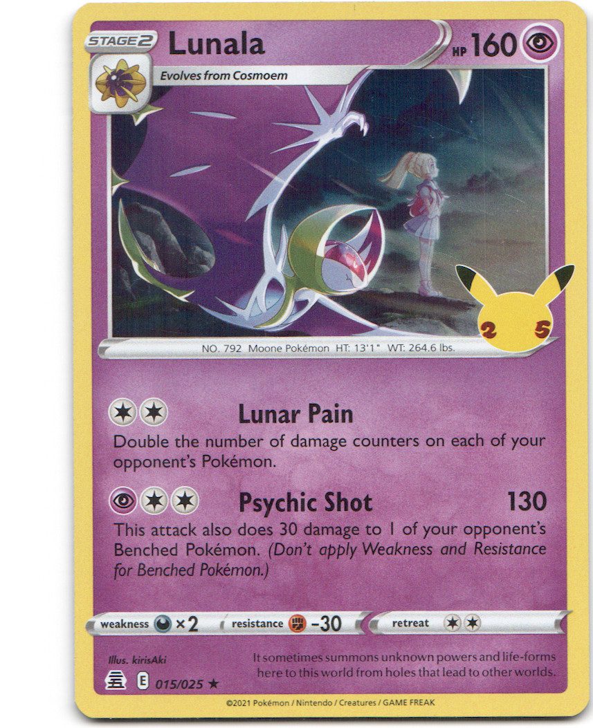 Lunala 15 Celebrations Holofoil Pokemon NM