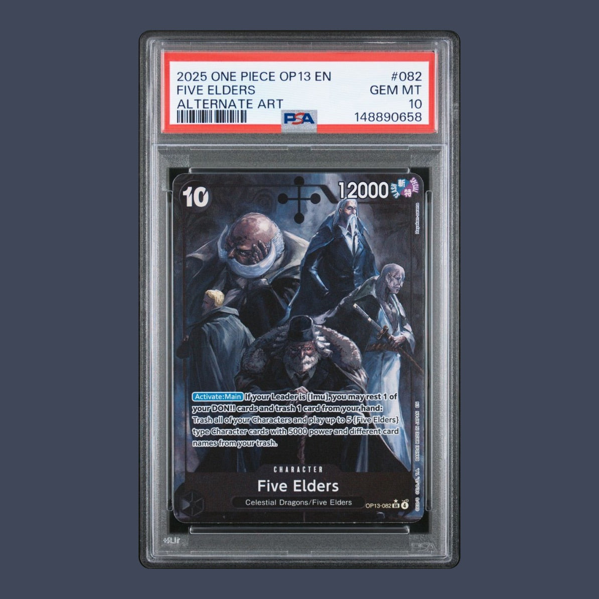 Five Elders - 2025 One Piece OP13 EN - Alternate Art - #082 - PSA 10 GEM MT