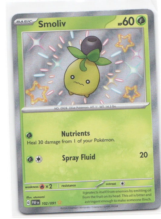 Smoliv Shiny Rare SV: Paldean Fates 102/091 NM