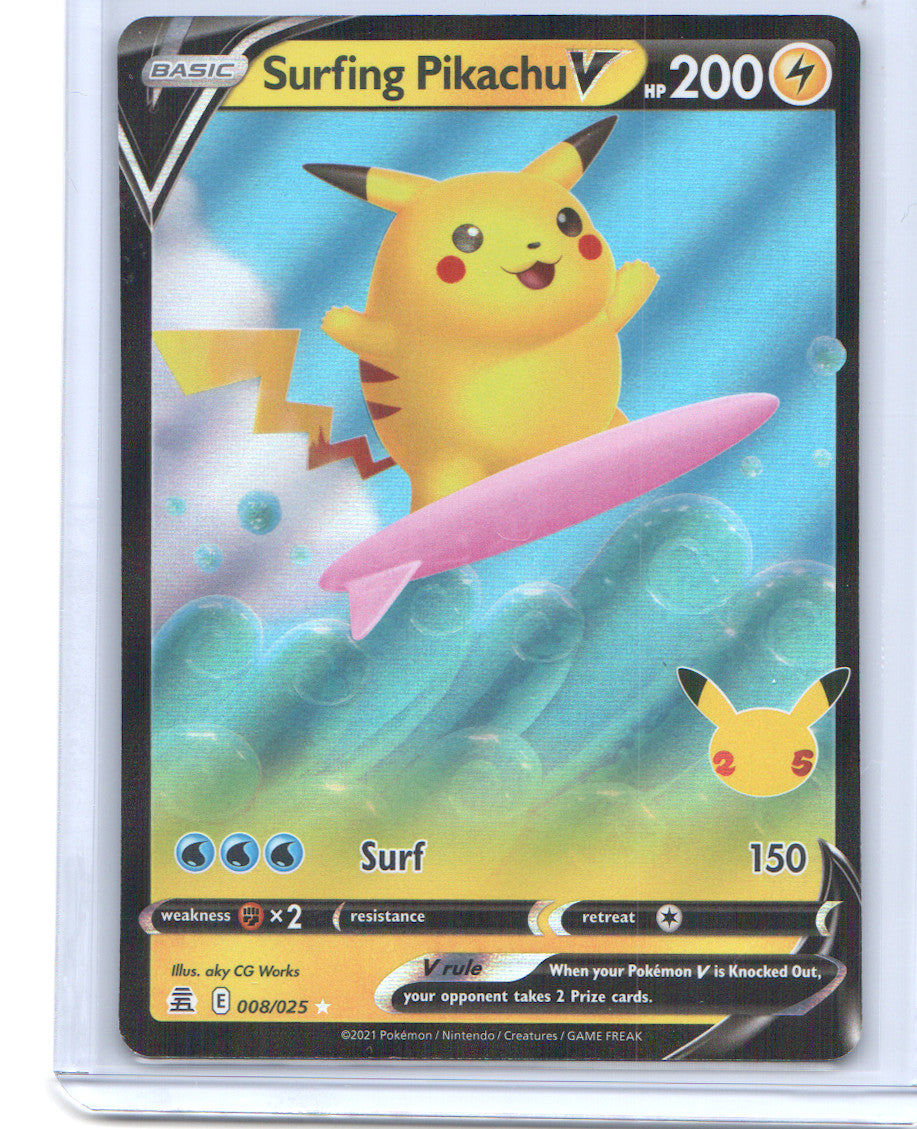 Surfing Pikachu V Ultra Rare Celebrations 008/025 NM