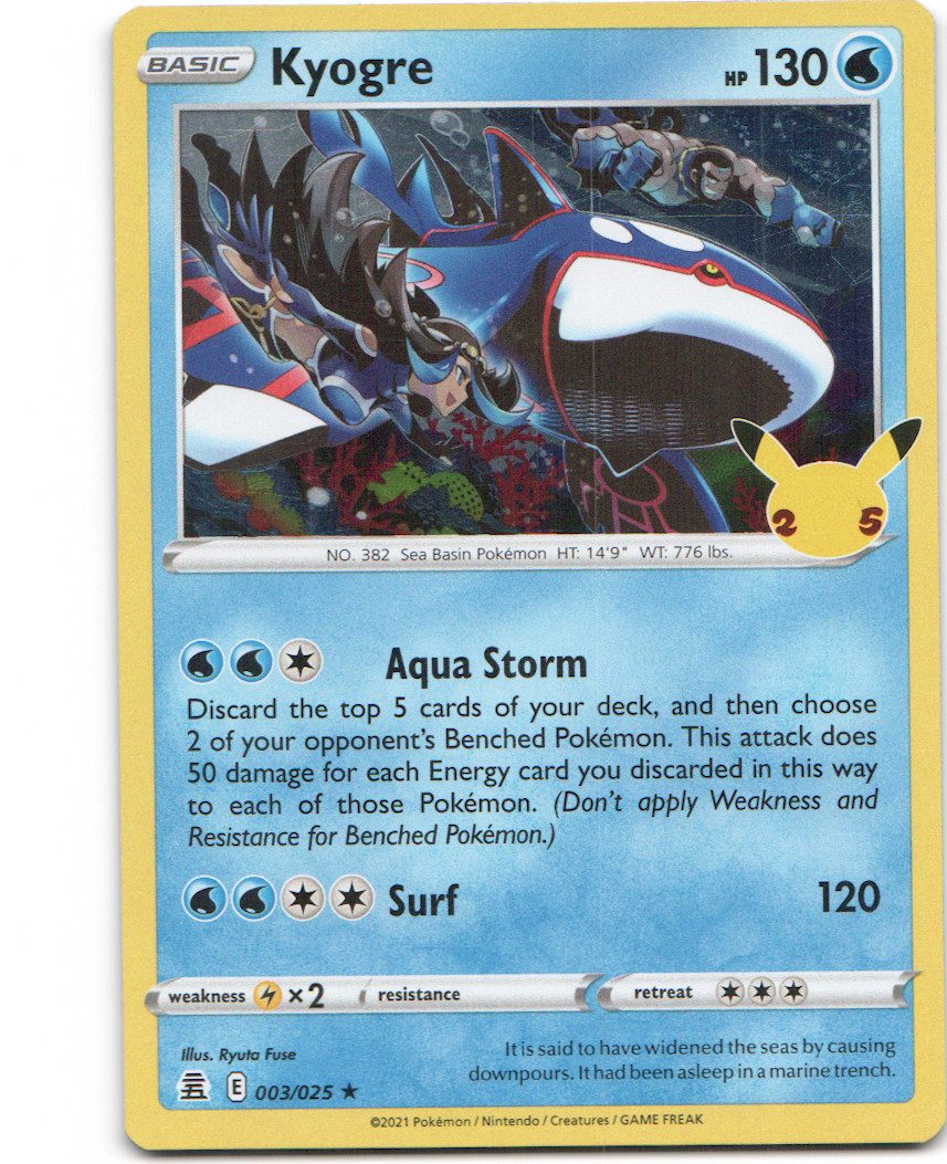Kyogre 3 Celebrations Holofoil Pokemon NM