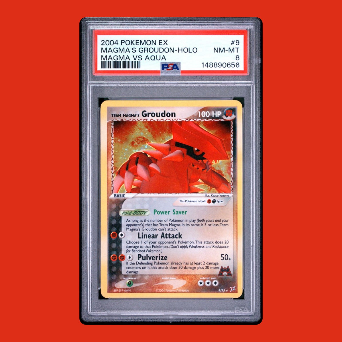 Team Magma's Groudon - 2004 Pokemon EX Magma vs Aqua - #9 - PSA 8 NM-MT