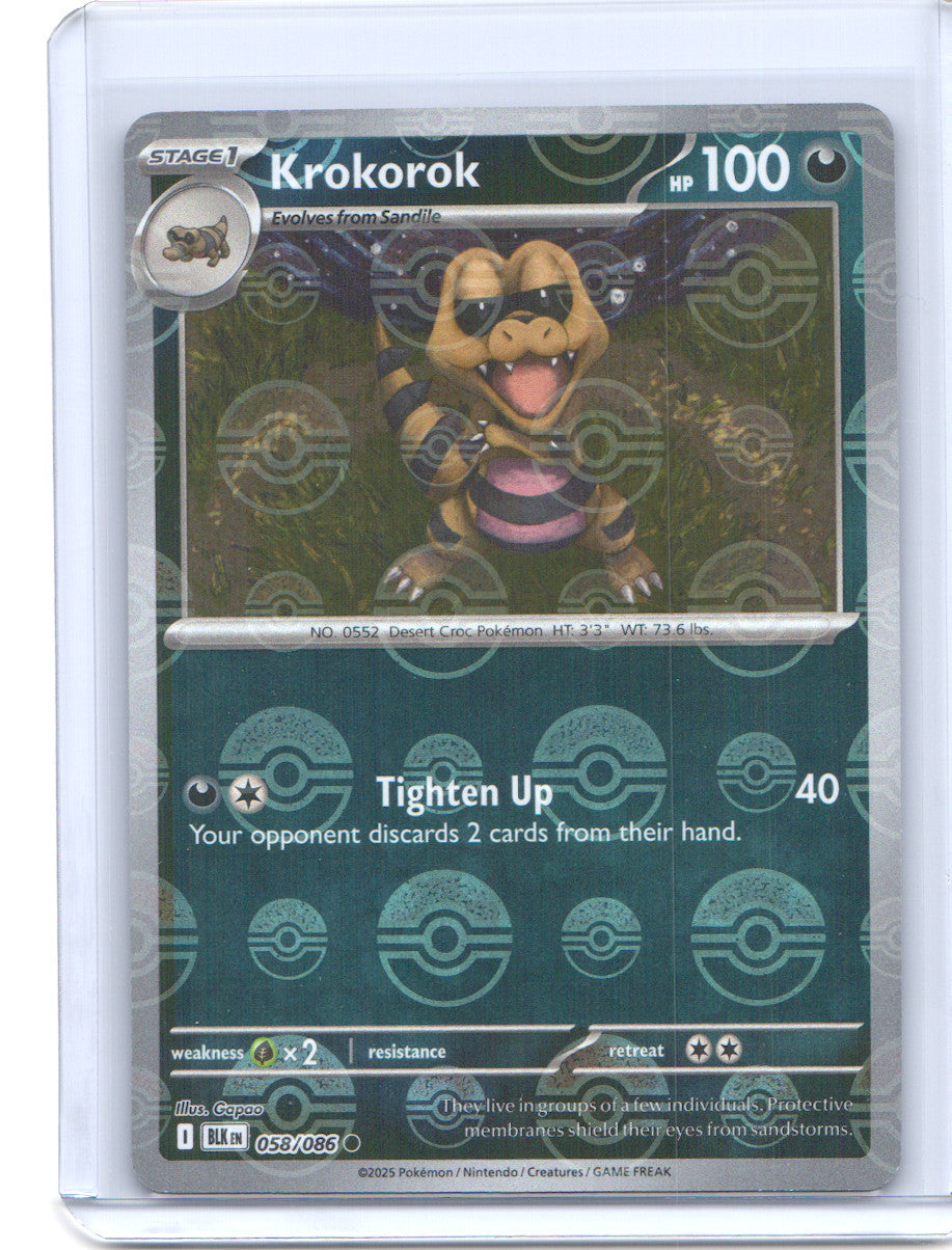 Krokorok (Poke Ball Pattern) Common SV: Black Bolt 058/086 NM