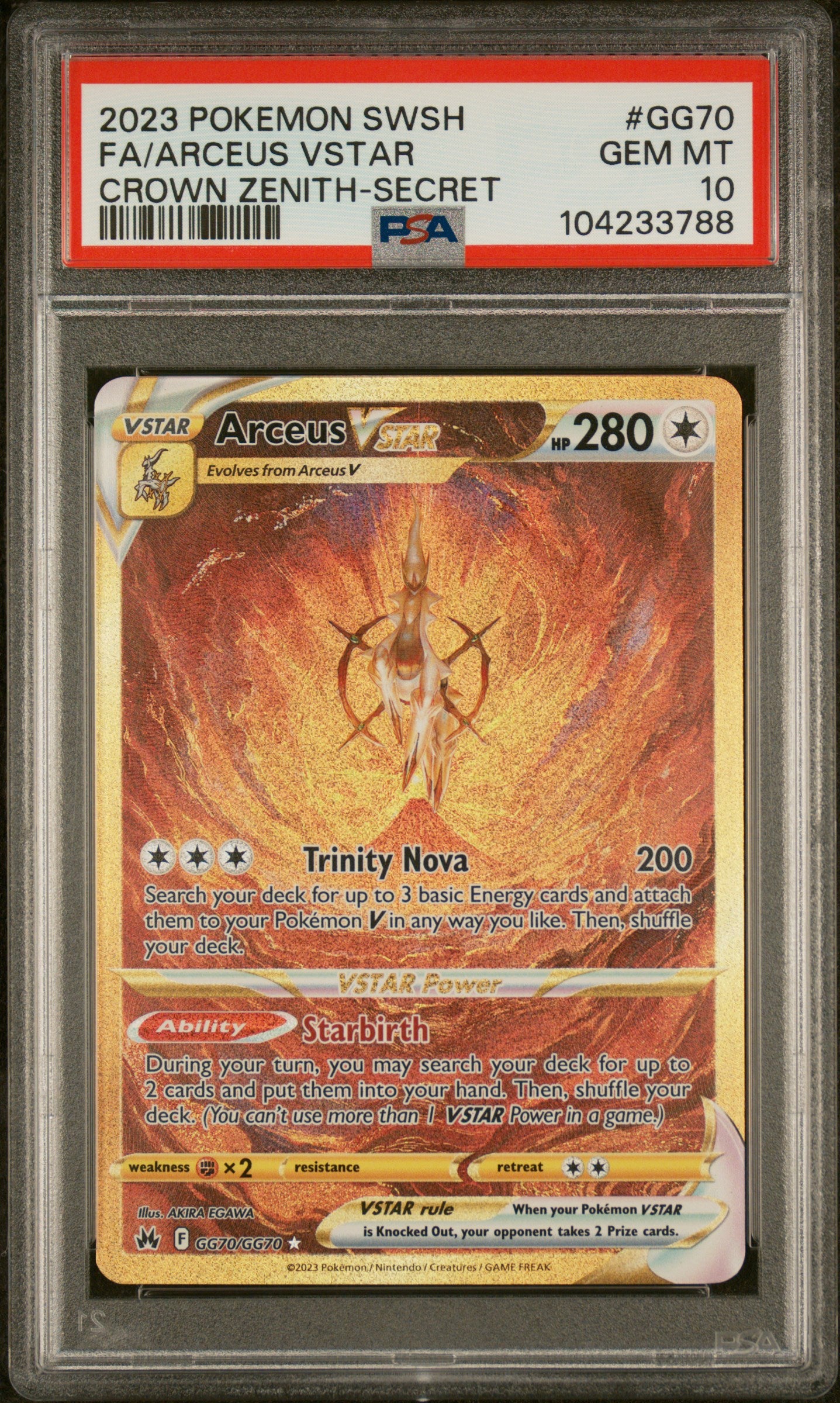 2023 Pokemon #GG70 Fa/Arceus Vstar Crown Zenith-Secret PSA 10
