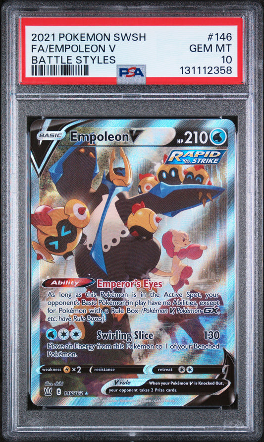 2021 Pokemon Sword & Shield #146 Fa/Empoleon V Battle Styles PSA 10