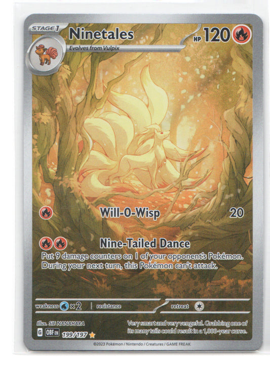 Ninetales Illustration Rare SV03: Obsidian Flames 199/197 NM