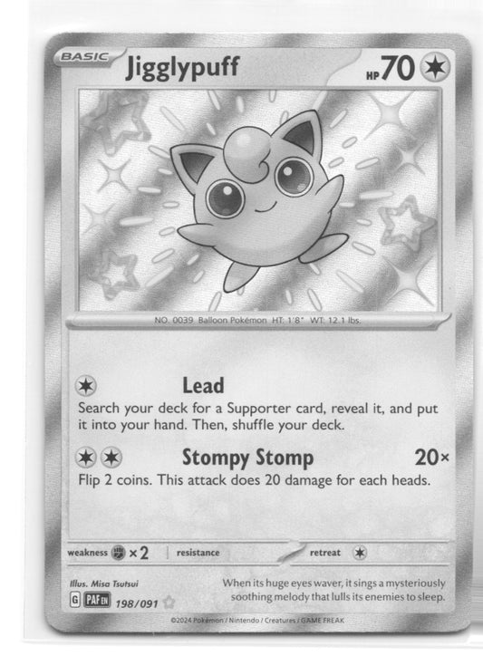Jigglypuff Shiny Rare SV: Paldean Fates 198/091 NM