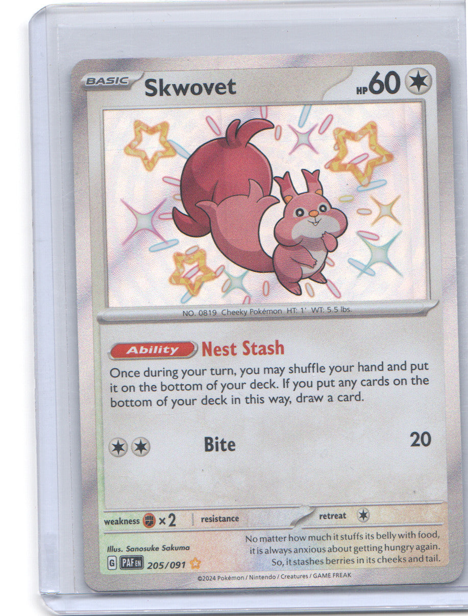 Skwovet Shiny Rare SV: Paldean Fates 205/091 NM