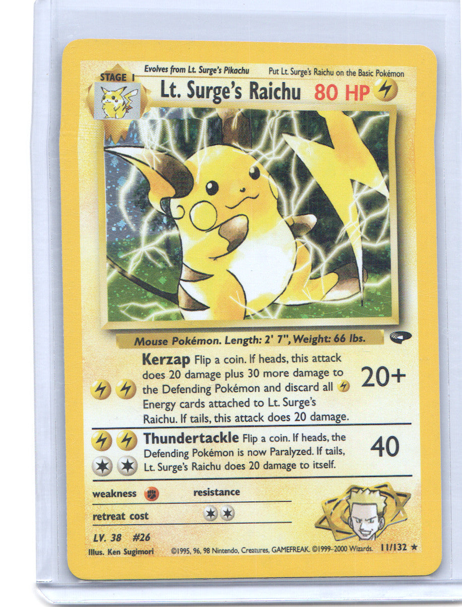 Lt. Surge's Raichu Holo Rare Gym Challenge 011/132 LP