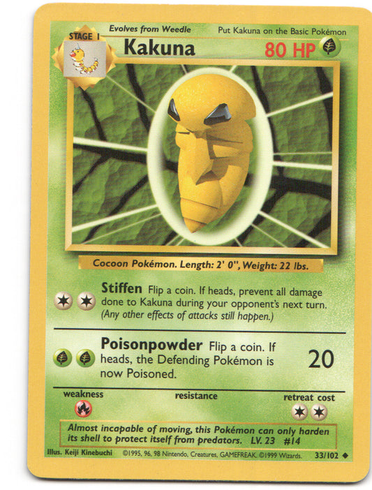 Kakuna Uncommon Base Set 033/102 LP