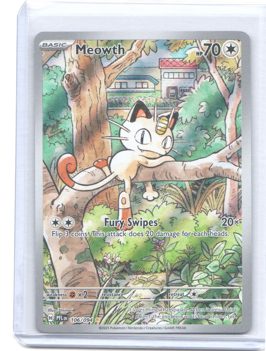 Meowth Illustration Rare ME02: Phantasmal Flames 106/094 NM