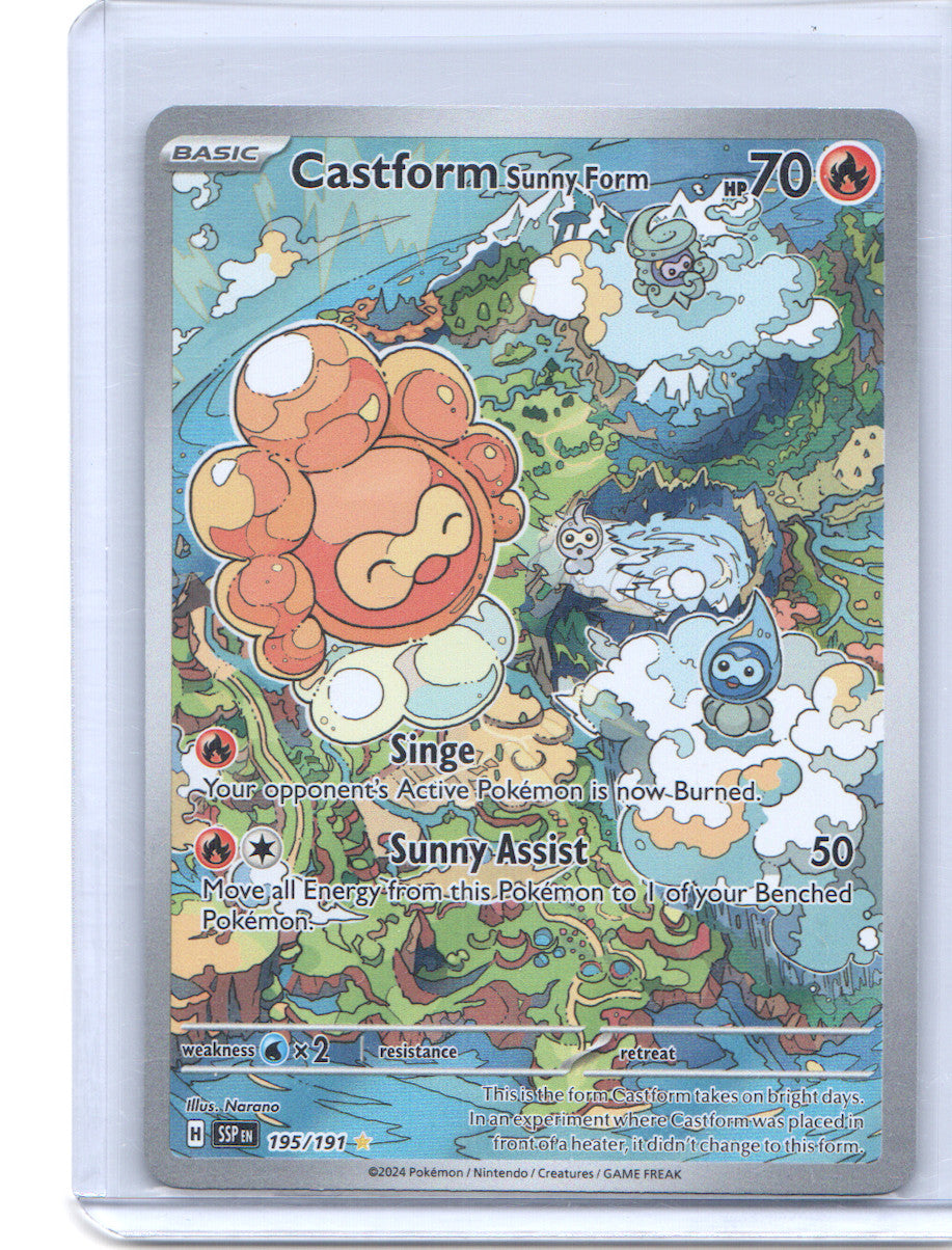 Castform Sunny Form Illustration Rare SV08: Surging Sparks 195/191 NM
