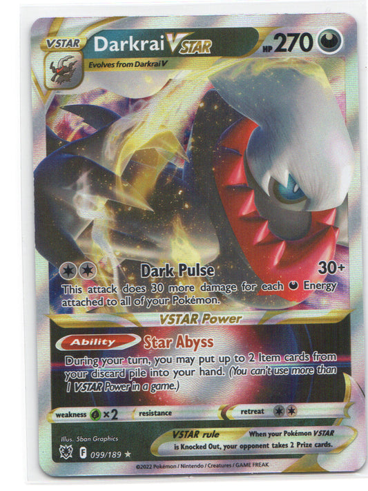 Darkrai VSTAR Ultra Rare SWSH10: Astral Radiance 099/189 NM