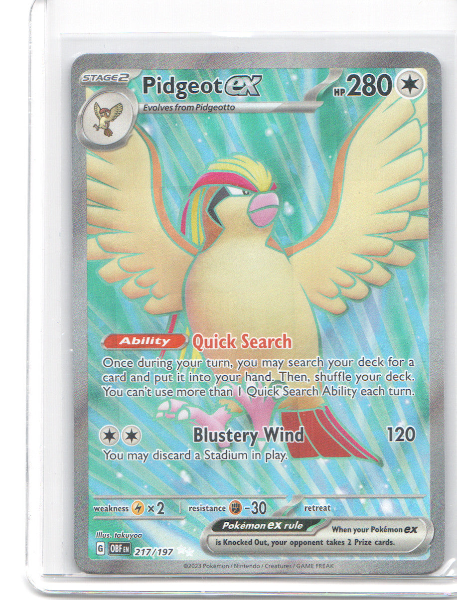 Pidgeot ex Ultra Rare SV03: Obsidian Flames 217/197 NM