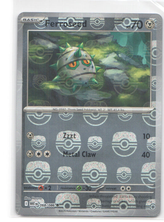 Ferroseed (Master Ball Pattern) Common SV: White Flare 068/086 NM