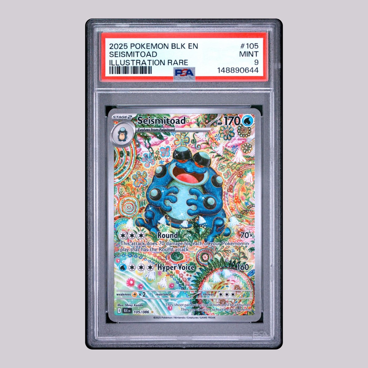 Seismitoad - 2025 Pokemon BLK EN - Illustration Rare - #105 - PSA 9 MINT