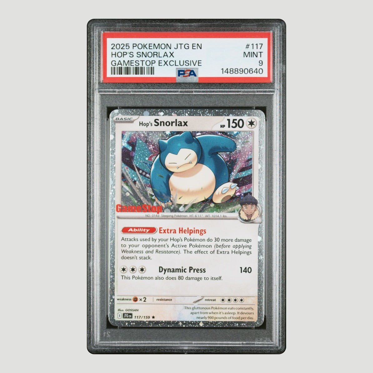 Hop's Snorlax - 2025 Pokemon JTG EN - GameStop Exclusive - #117 - PSA 9 MINT