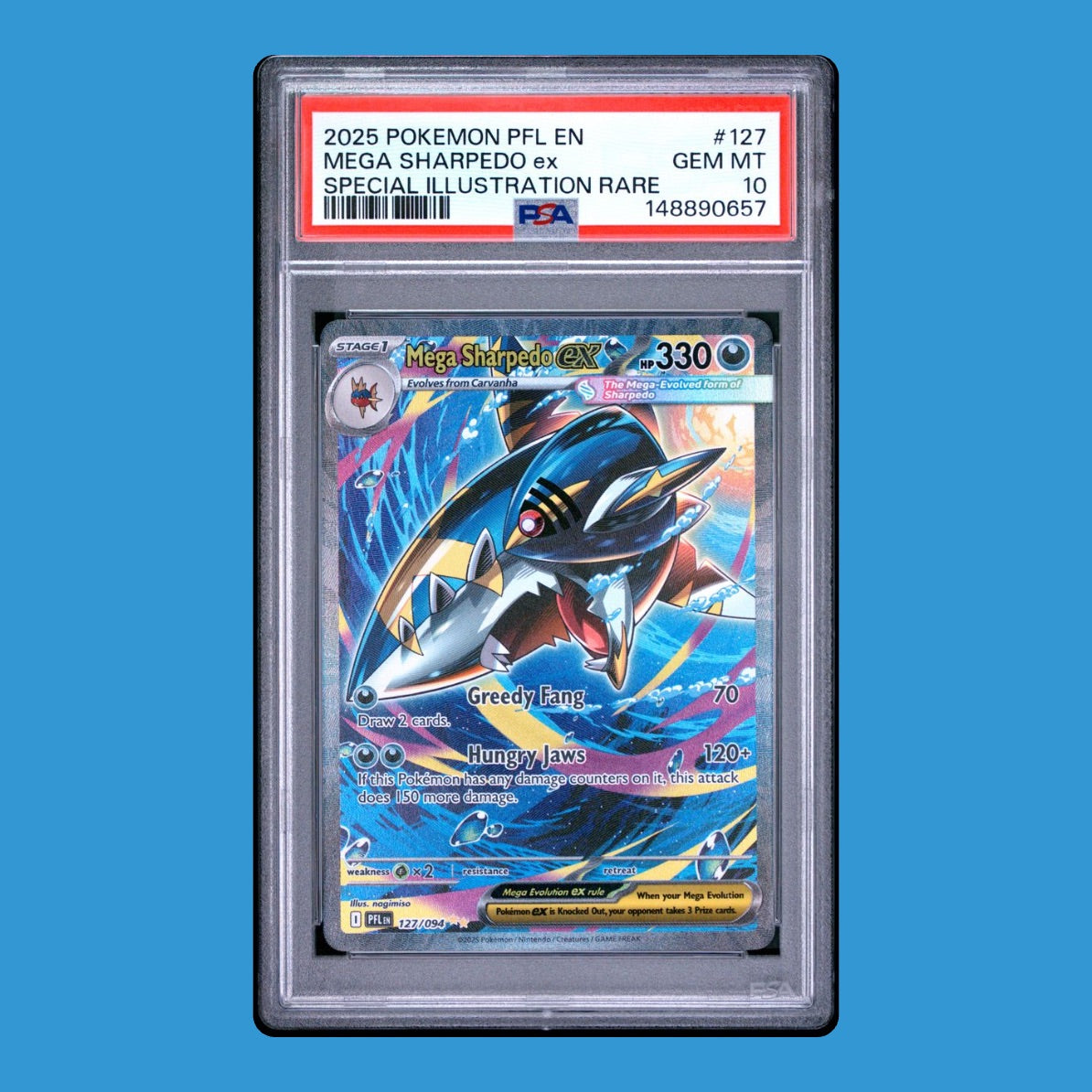 Mega Sharpedo ex - 2025 Pokemon PFL EN - #127 - PSA 10 GEM MT