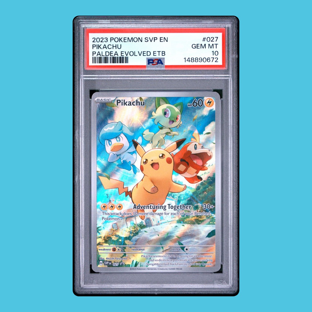 Pikachu - 2023 Pokemon SVP EN - Paldea Evolved ETB - #027 - PSA 10 GEM MT
