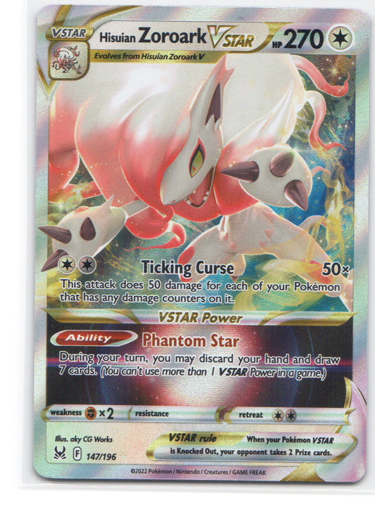 Hisuian Zoroark VSTAR Ultra Rare SWSH11: Lost Origin 147/196 NM