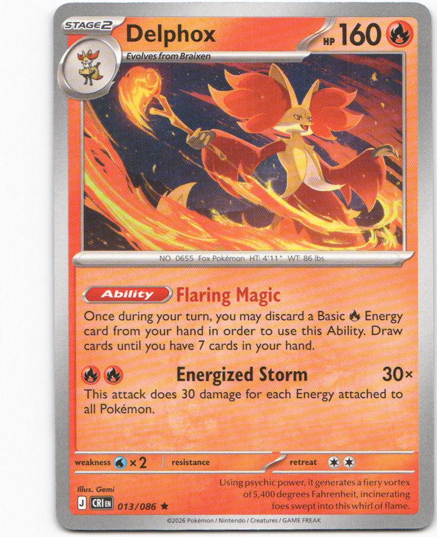 Delphox 13 Chaos Rising Holofoil Pokemon NM