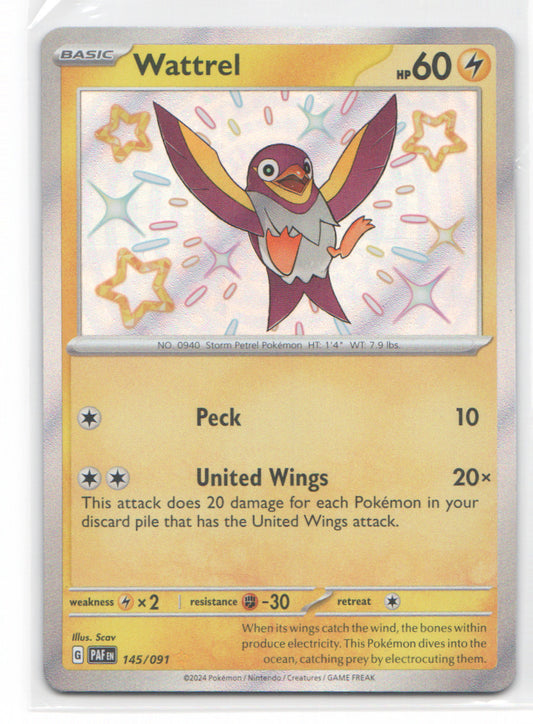 Wattrel Shiny Rare SV: Paldean Fates 145/091 NM