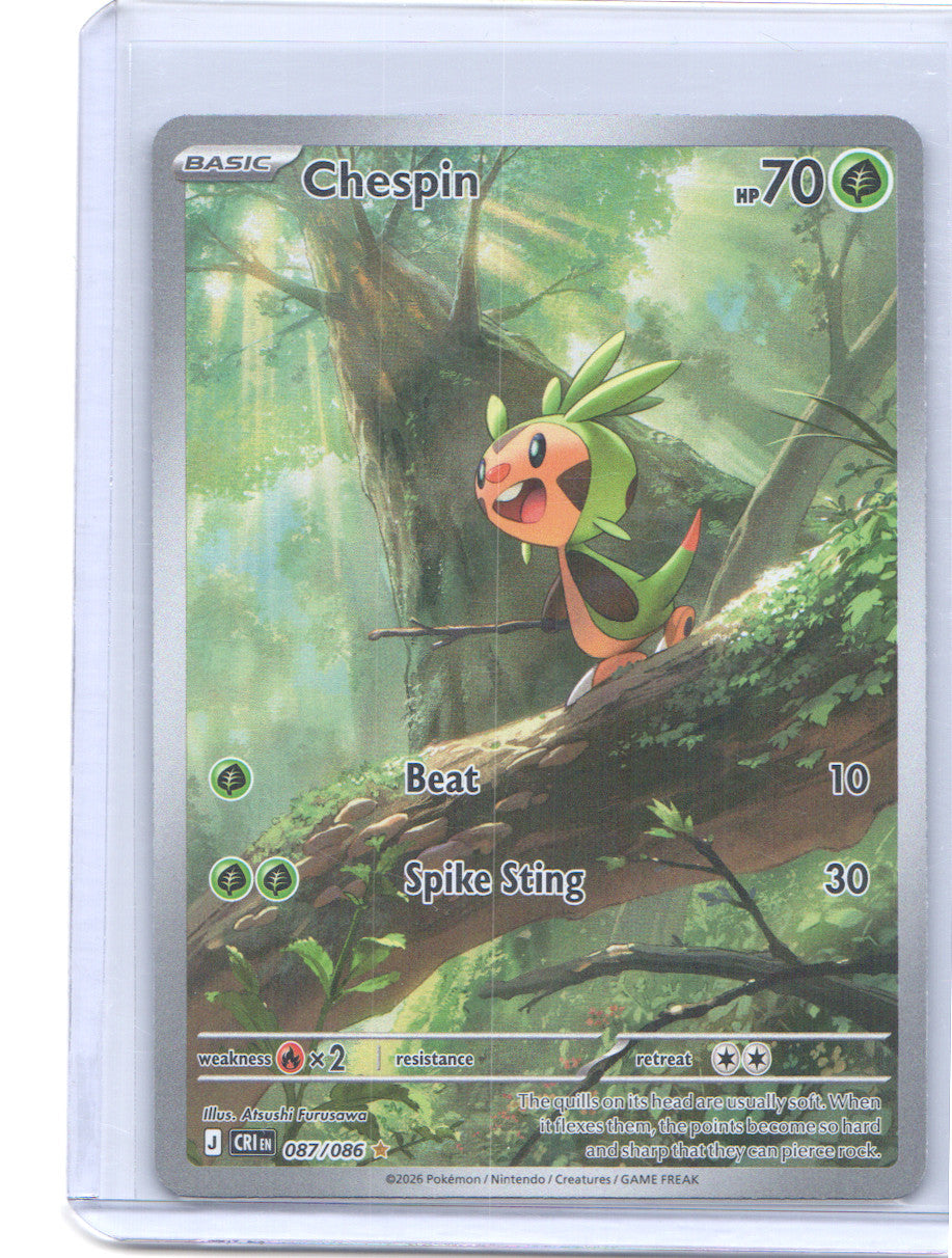 Chespin Illustration Rare ME04: Chaos Rising 087/086 NM