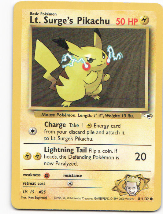 Lt. Surge's Pikachu Common Gym Heroes 081/132 LP