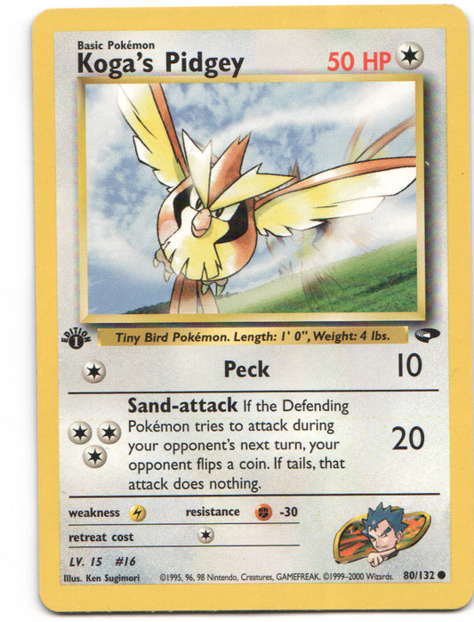 Koga's Pidgey (80) Common Gym Challenge 080/132 NM