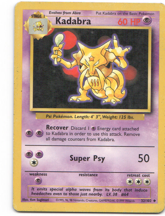Kadabra Uncommon Base Set 032/102 MP