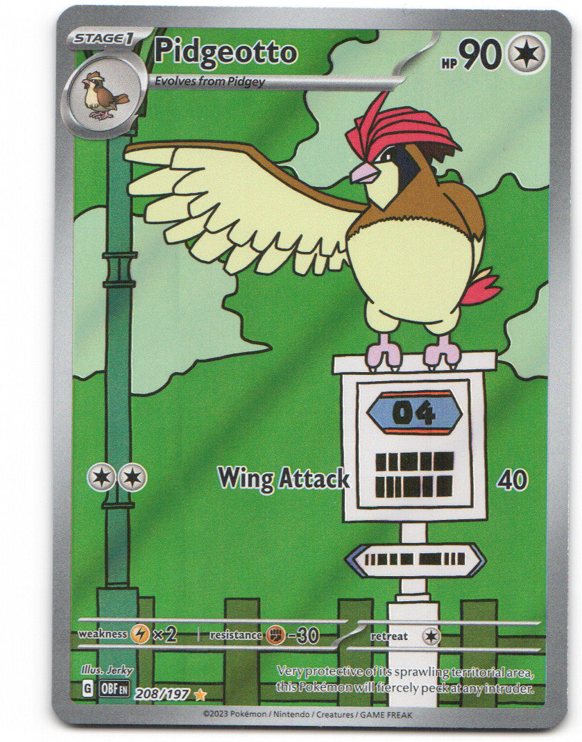 Pidgeotto Illustration Rare SV03: Obsidian Flames 208/197 NM