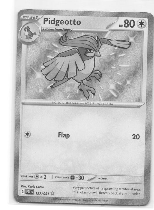 Pidgeotto Shiny Rare SV: Paldean Fates 197/091 NM