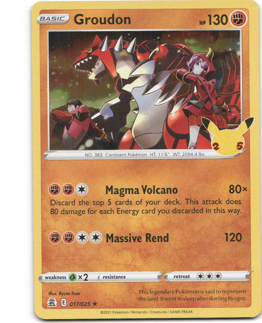 Groudon 17 Celebrations Holofoil Pokemon NM