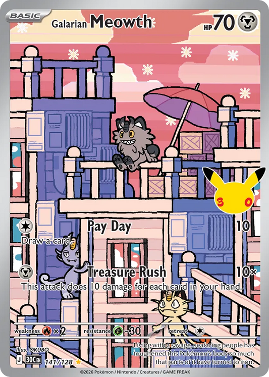 Galarian Meowth — 30th Celebration Holofoil NM
