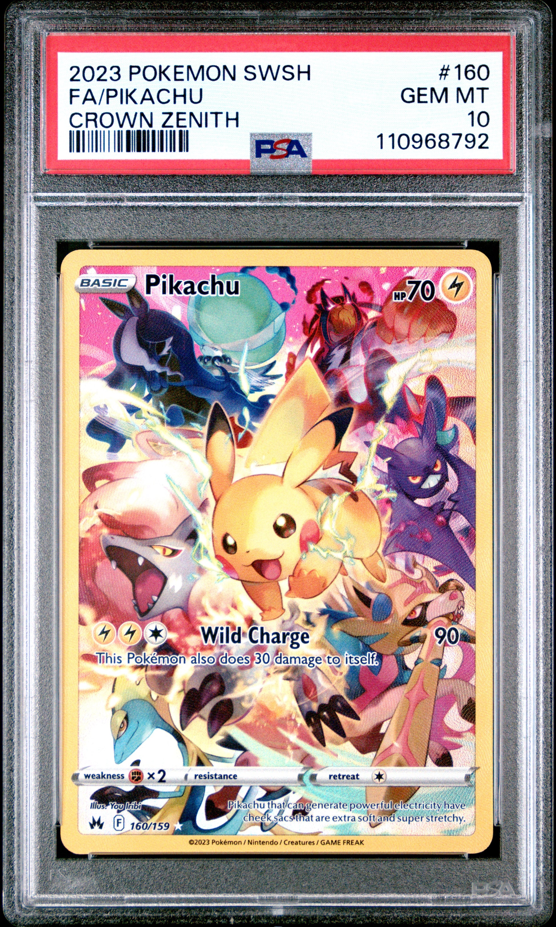 Fa/Pikachu Crown Zenith Pokemon Sword And Shield Crown Zenith 160 NM PSA 10