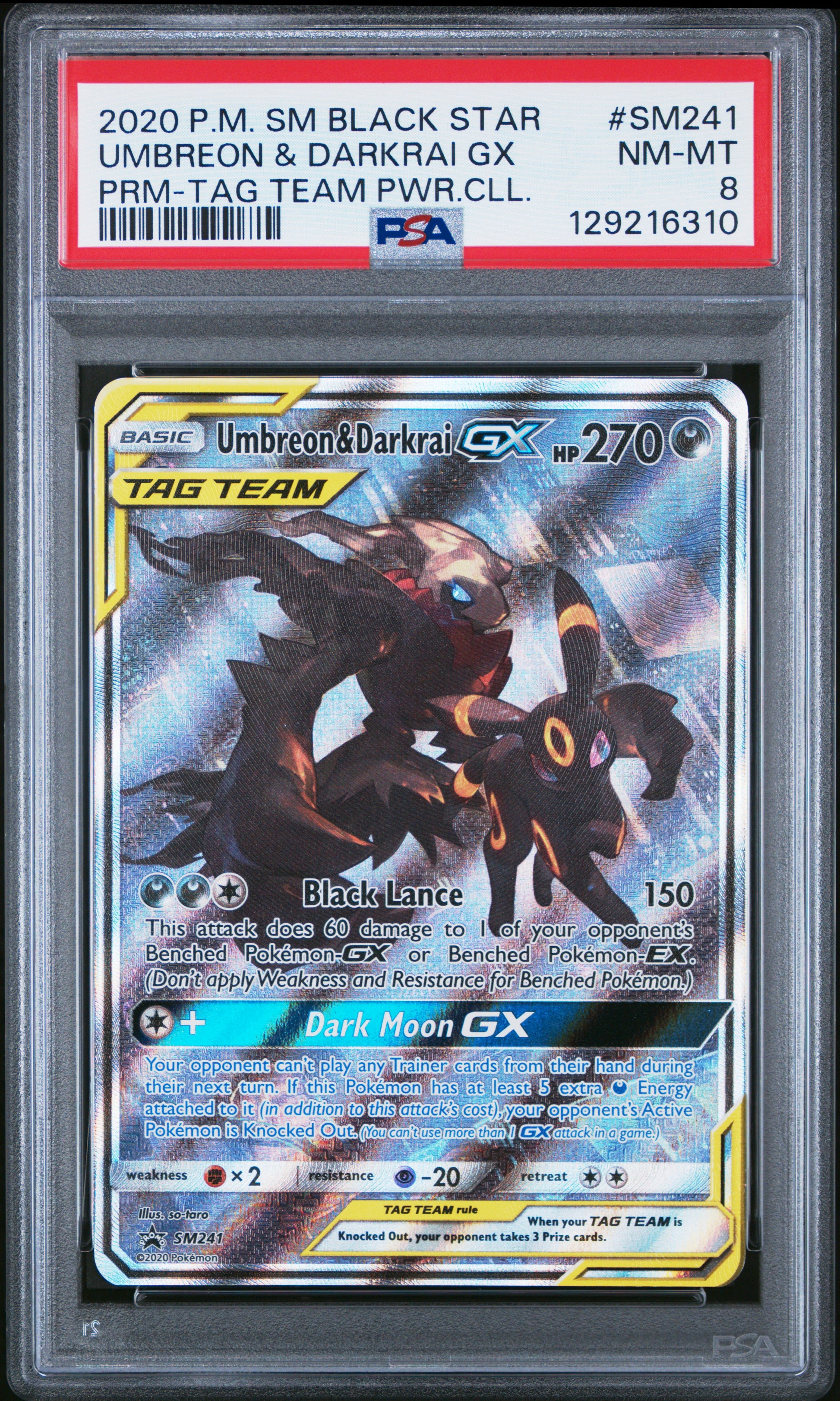 Umbreon & Darkrai Gx Prm-Tag Team Pwr.Cll. Pokemon Sm Black Star Promo SM241 NM 